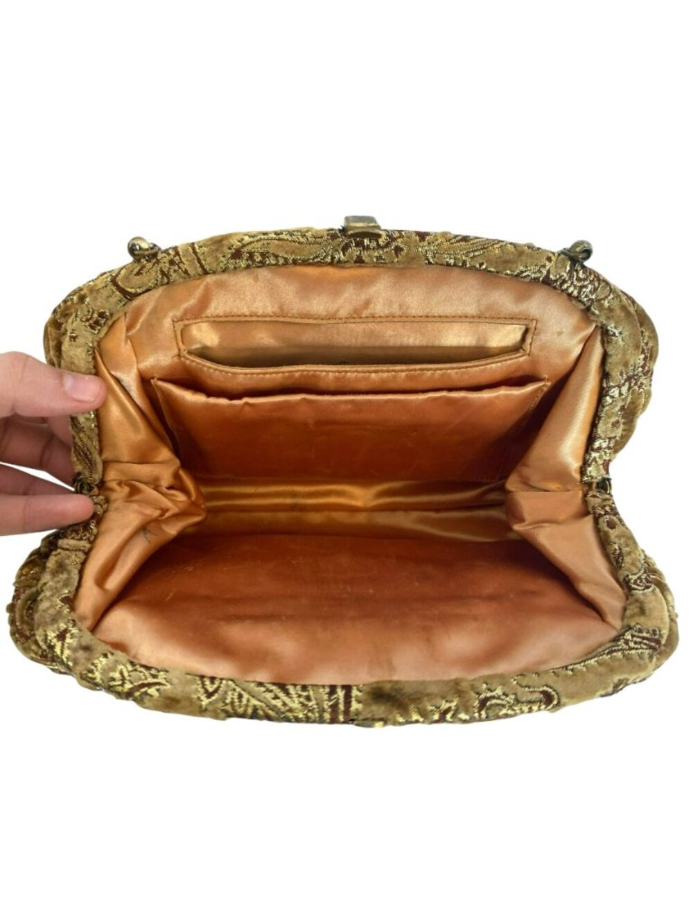 Vintage Gold Brocade Purse Clutch Evening Bag Handbag Coin Purse MCM 50s 60s - Picture 4 of 7